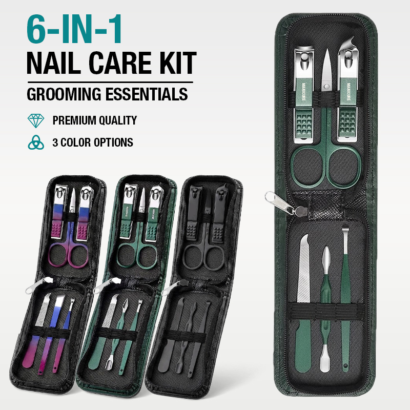 Mens Grooming Travel Kit - Przenośny zestaw do manicure 6 w